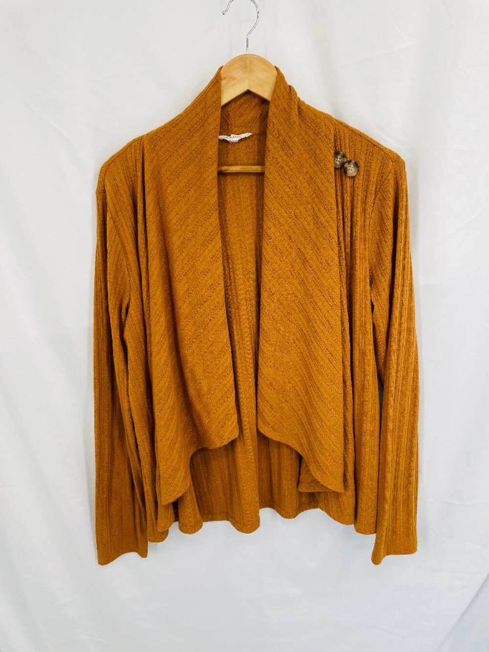 Maurices Ribbed Drape Front Cardigan with Button Detail